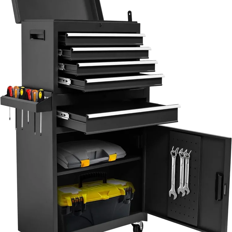 Garage cabinet set with multiple drawers and tool storage compartments